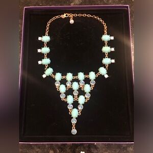SUZANNE SOMERS Simulated Turquoise & Topaz CZ Statement Bib Necklace